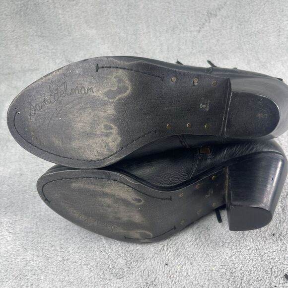 Sam Edelman Louie Womens US 8 M Bootie Black Fringe Leather Side Zip Ankle Boots - Picture 12 of 16